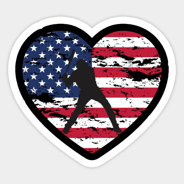 American flag Baseball team Heartshaped Sticker by Novelty-art